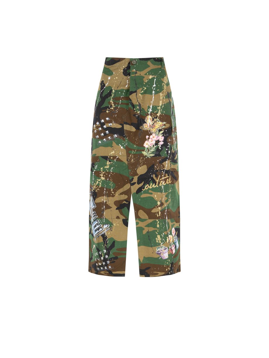 Gonna Midi Militare con Patch