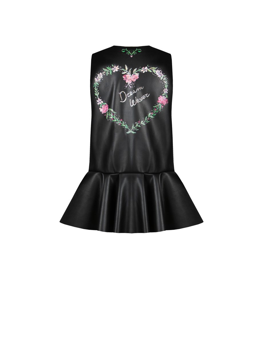 Gilet Smanicato con Volants in Ecopelle Dipinto a Mano
