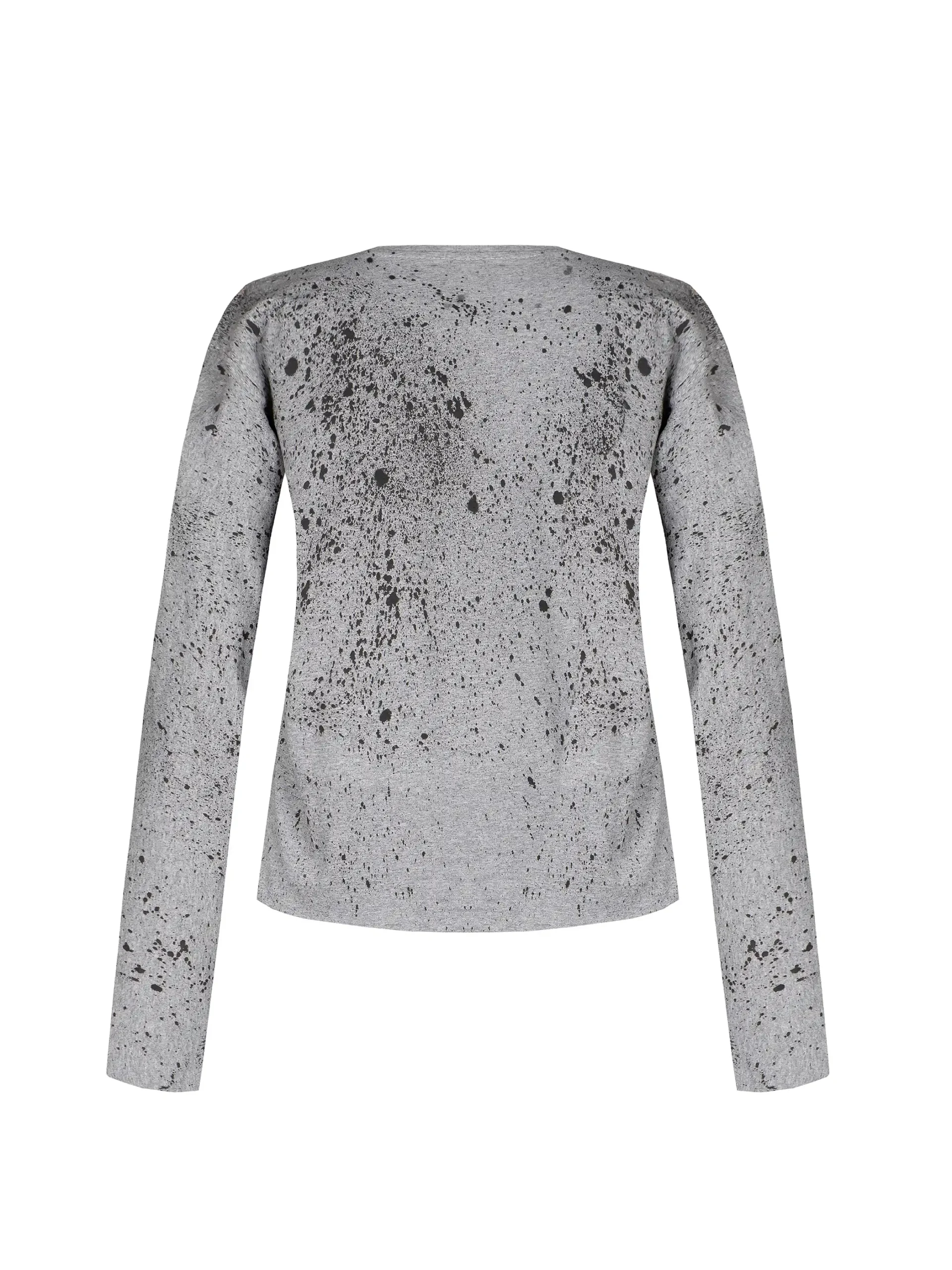 Maglia grigia dipinta a mano effetto astratto oro e nero – retro – apiedinudinelparco