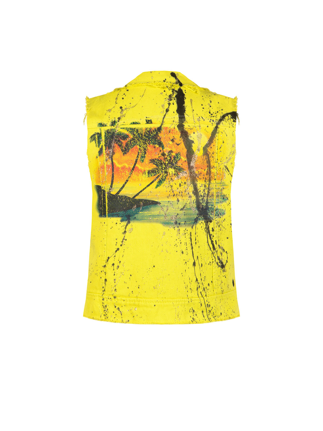 Gilet donna giallo in cotone decorato a mano con dettagli artistici – apiedinudinelparco